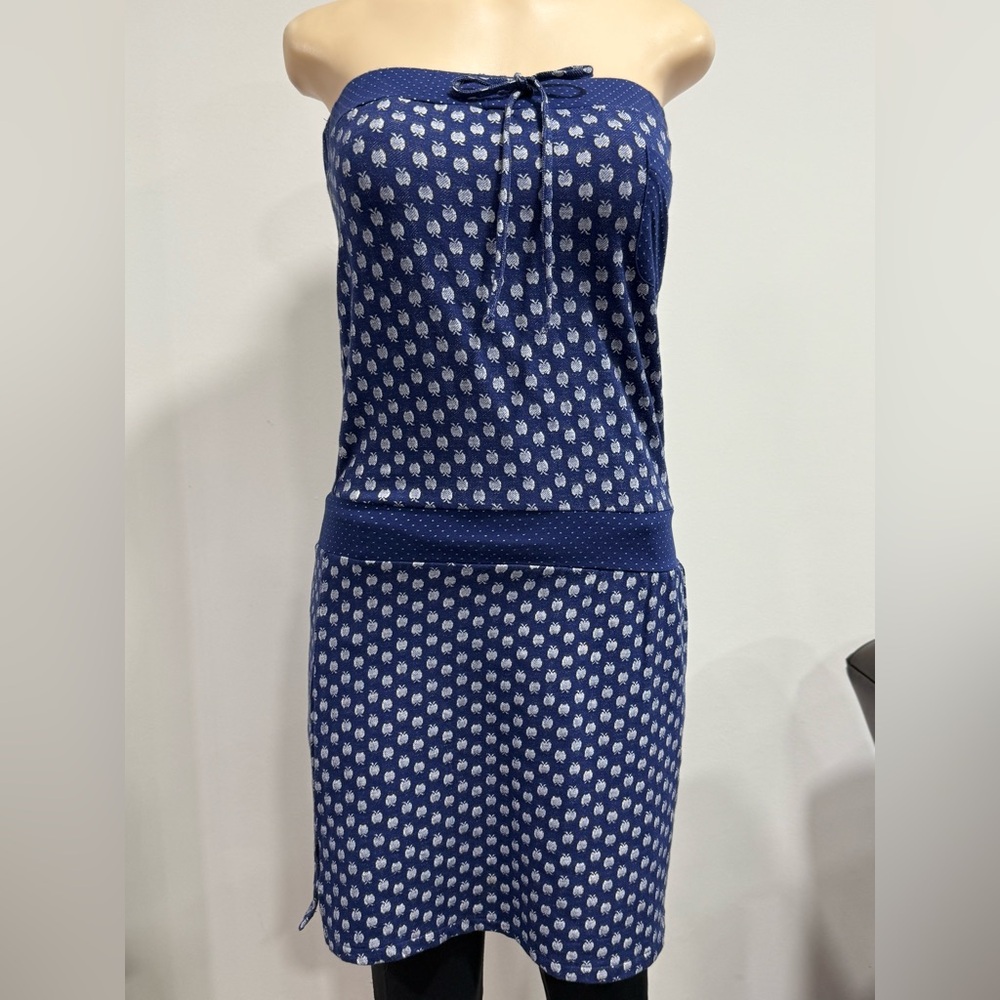 NWOT Blue Strapless Polka Dot Dress Size Small